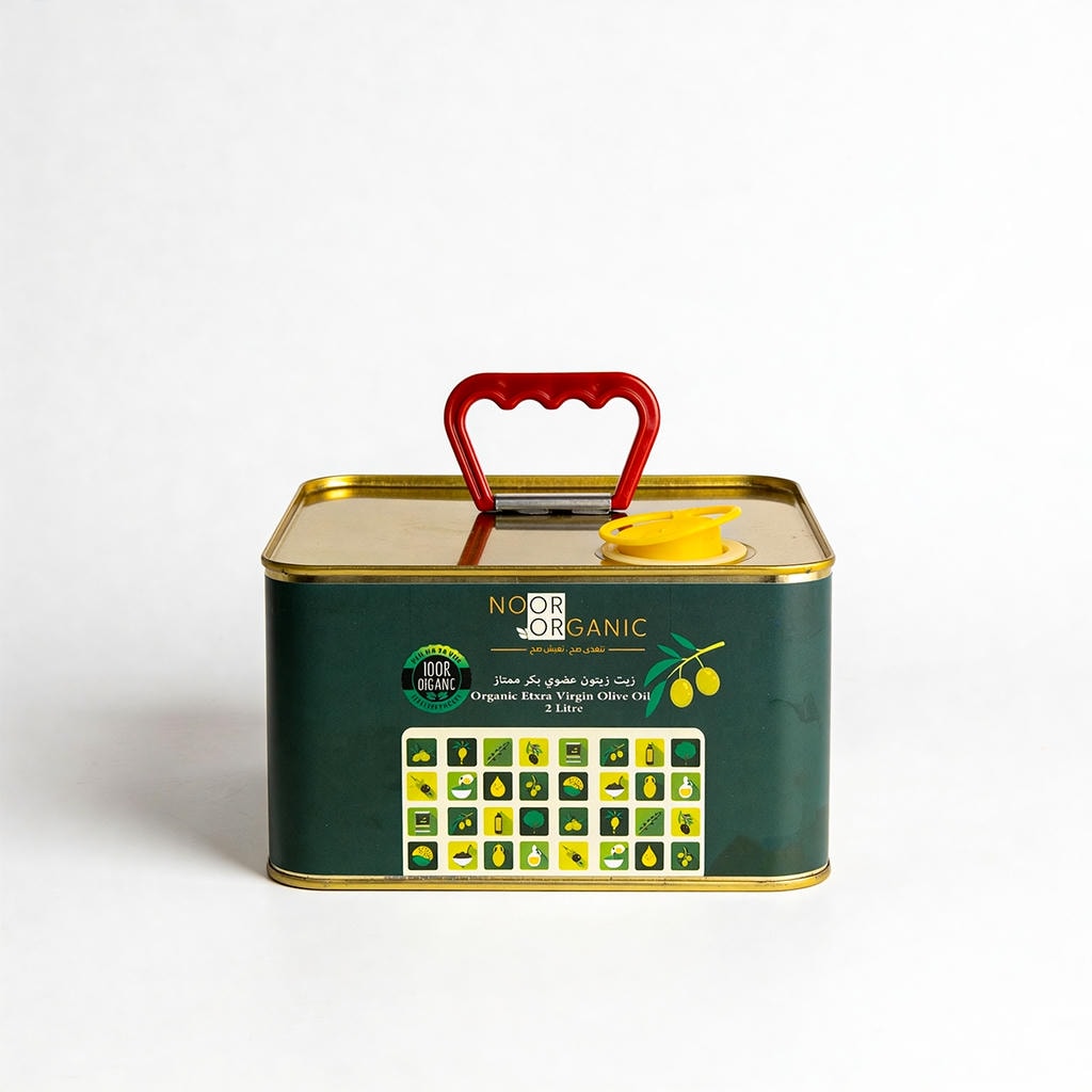 زيت زيتون اكسترا فيرجن عضوي ممتاز ٢ لتر نسبة الحموضة اقل من 0.3%