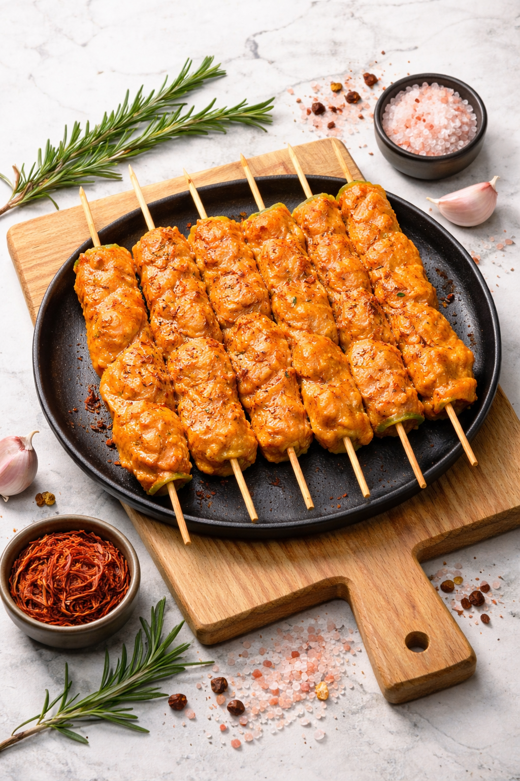 كباب بالزعفران والملح البحري ٦ أسياخ ( نص كيلو )