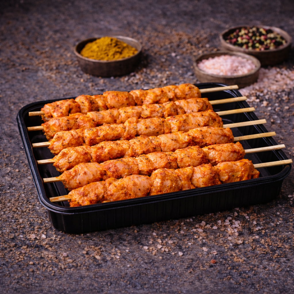 شيش طاووق سبايسي متبل ٦ أسياخ ( نص كيلو ) دجاج اليوم