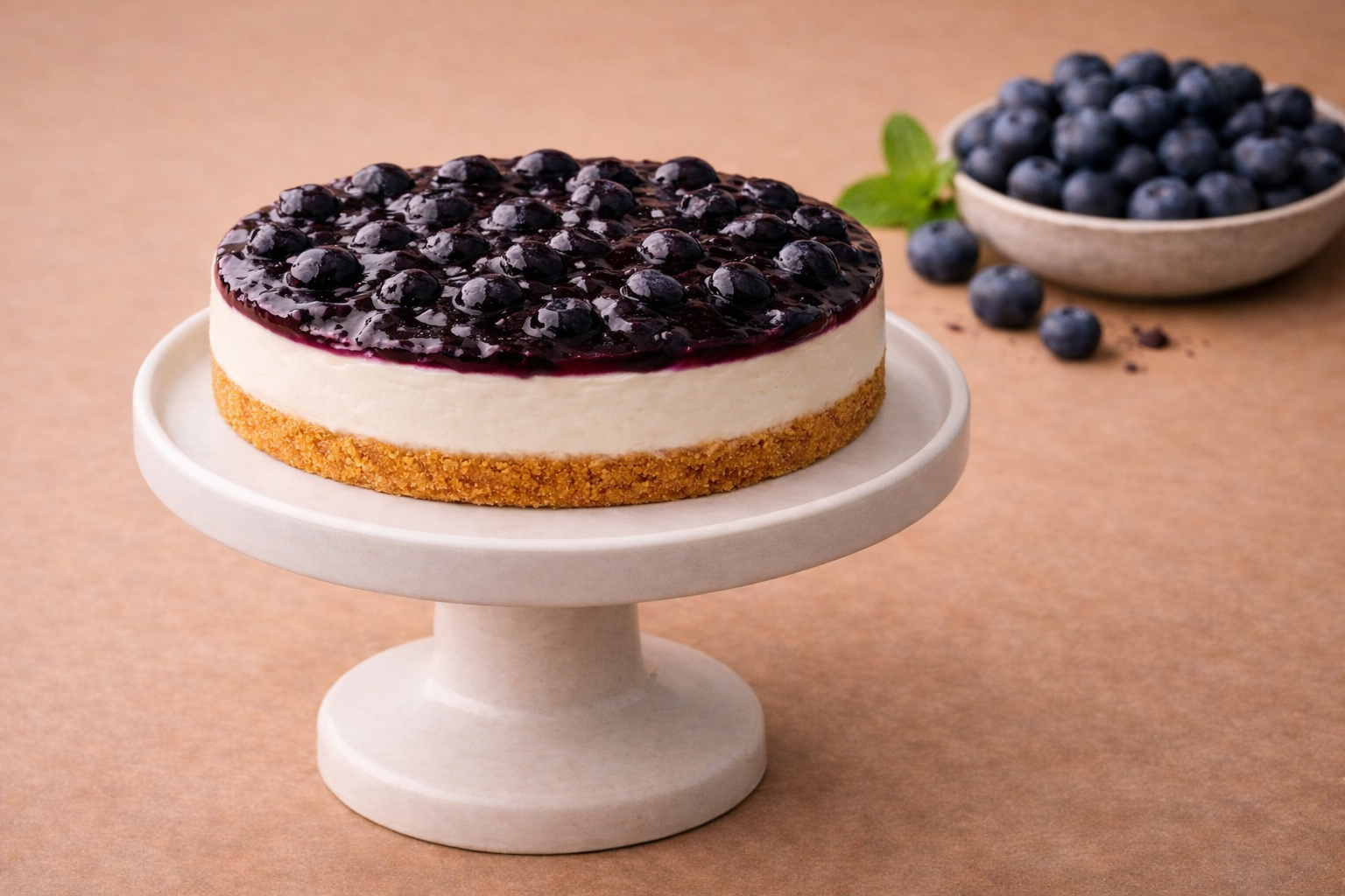 چيز كيك البلوبيري ( خالي من السكر المكرر ) بالتوت الطبيعي