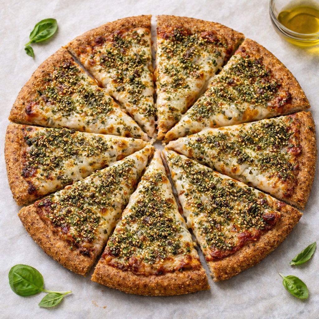 بيتزا الزعتر والجبن ( بيتزا ساوردو بالقمح الكامل والزبدة الرائبة والخميرة الطبيعية ) سريعة التسخين