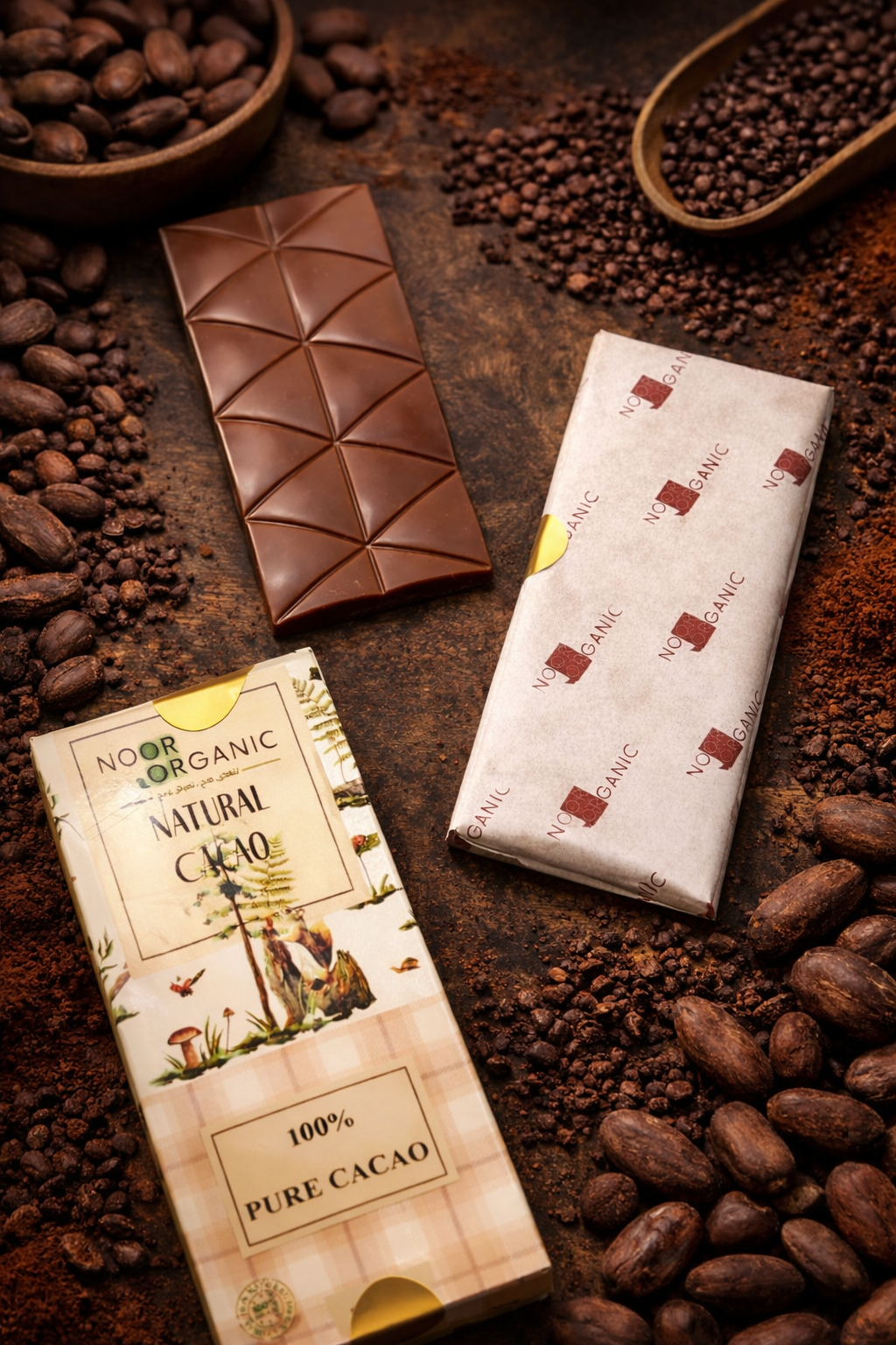 كاكاو بار خام نقي دارك ١٠٠٪ غير منزوع الزبدة ، بلد المنشأ كولومبيا