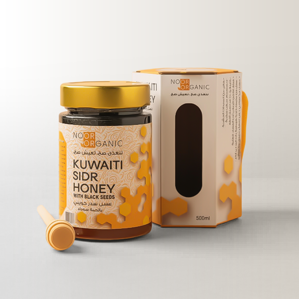 عسل سدر  كويتي  مع الحبة السوداء 500 g ( حبة سوداء كاملة يرجى مضغها بالأسنان عند  تناول العسل حتى تتم الاستفاده منها بالشكل الكامل