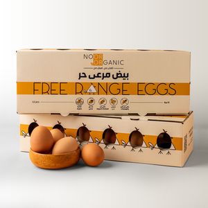 بيض مرعى حر ، خالي من الابر والهرمونات ، تغذية عضوية، إنتاج الكويت ،  ١٢ بيضة