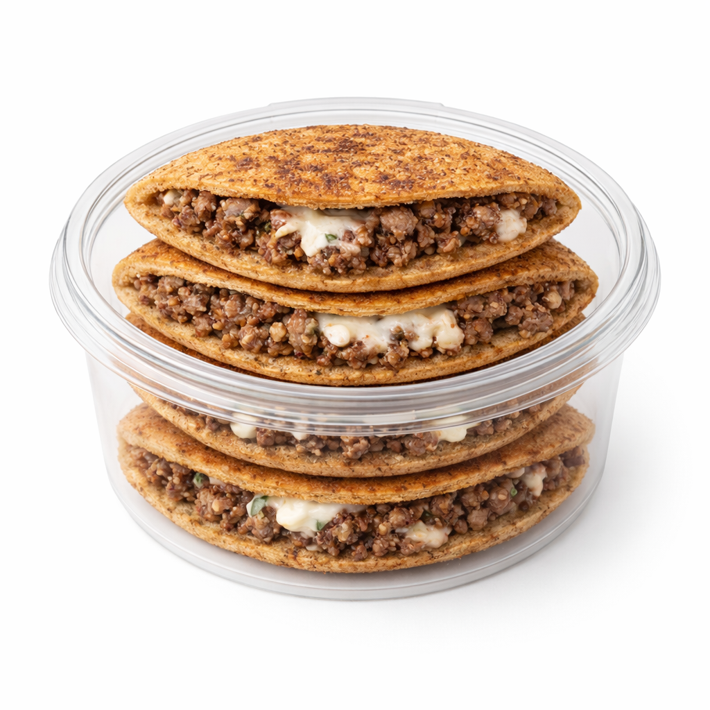 عرايس لحم بجبن قشقوان الماعز  بالخبز مع النخالة( ٤ خبزات)سريعة التحضير