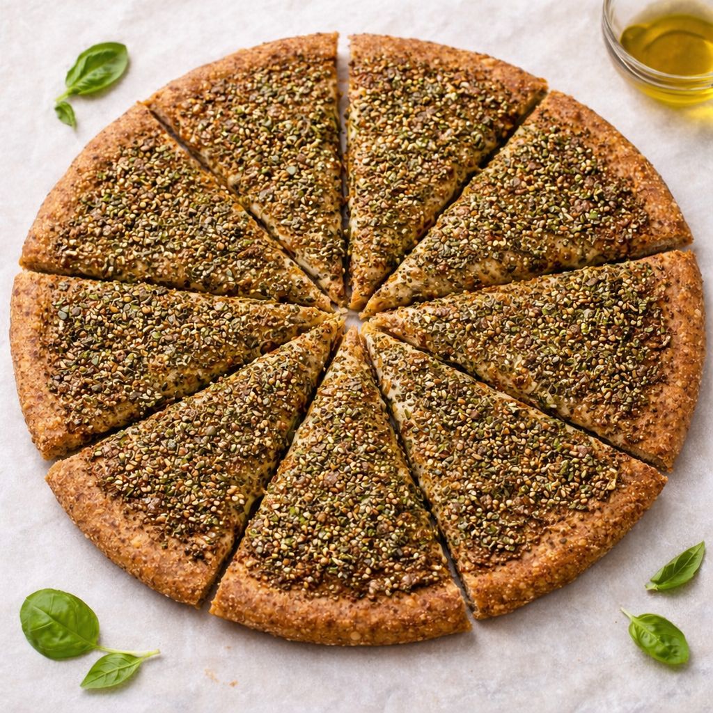 فطيرة الزعتر ( ساوردو بالقمح الكامل والخميرة الطبيعية والزبدة الرائبة ) سريعة التسخين