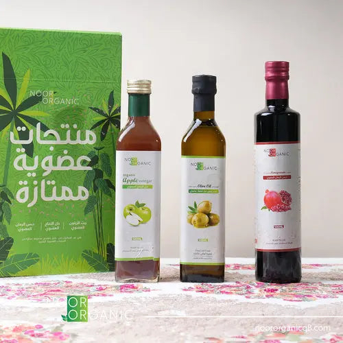 بوكس العافية الأساسي زيت زيتون بكر ممتاز + دبس رمان +خل التفاح